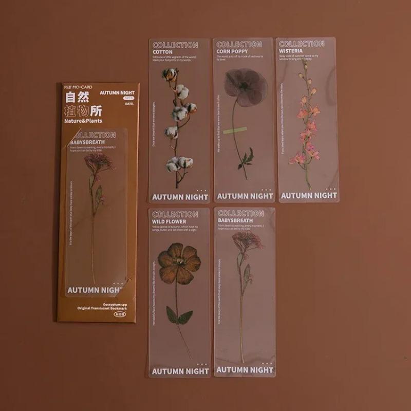 Nature Plants Translucent PET Flower Note Marker Page Holder School Creative Reading Supply Dried Flowers Journal Reading Folder