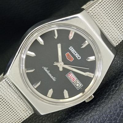 5 AUTOMATICKÉ 6309A VINTAGE JAPAN PÁNSKÉ HODINKY ČERNÝ CIFERNÍK a701566-5