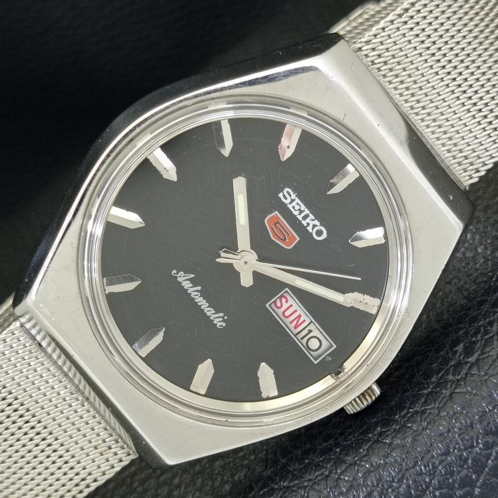 Seiko 5 AUTOMATIC 6309A VINTAGE JAPAN MENS BLACK COLOR DIAL WATCH A701566-5 R206b-a701566