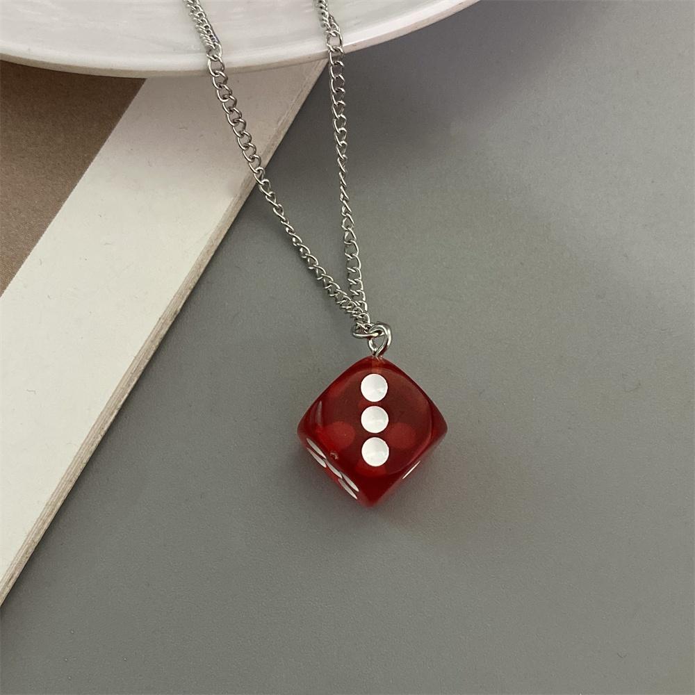 

Color Dice Pendant Men Women Necklace New Hip hop Fashion Geometric Necklace for Women Men Copper Color Neck Zircon Wholesale