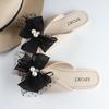 Yuzhihao Women's Polka Dot Bow Mesh Closed-Toe Summer Sandals