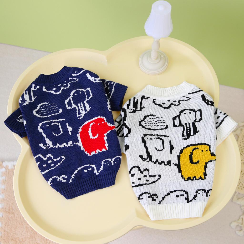 Autumn and Winter Pet Clothes Cartoon Elephant Cat Sweater Dog Needs Autumn and Winter Base Coat Puppy Clothes Winter