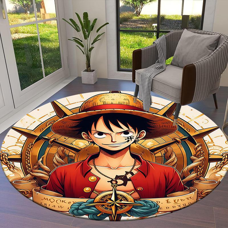 One Piece Monkey D Luffy Round Area Rug Carpet Rug For Living Room Bedroom Sofa Playroom Decor Nonslip Floor Mat