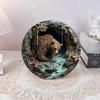 Brown Bear Cave Art Round Metal Sign Durable Wall Decor Indoor Outdoor Hanging