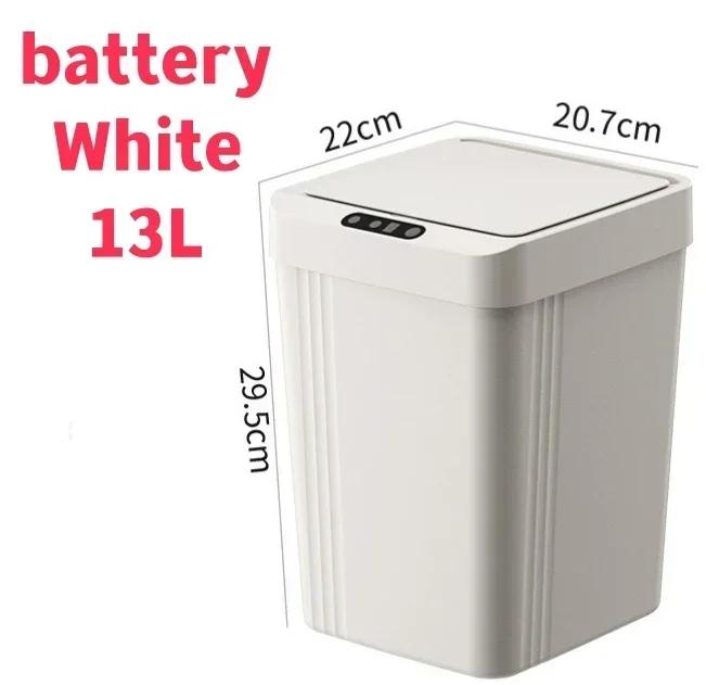 

Умное сенсорное мусорное ведро Автоматическое открывание от пинка Белое мусорное ведро для кухни ванной комнаты Водонепроницаемое 13 л Электрическое мусорное ведро 13L