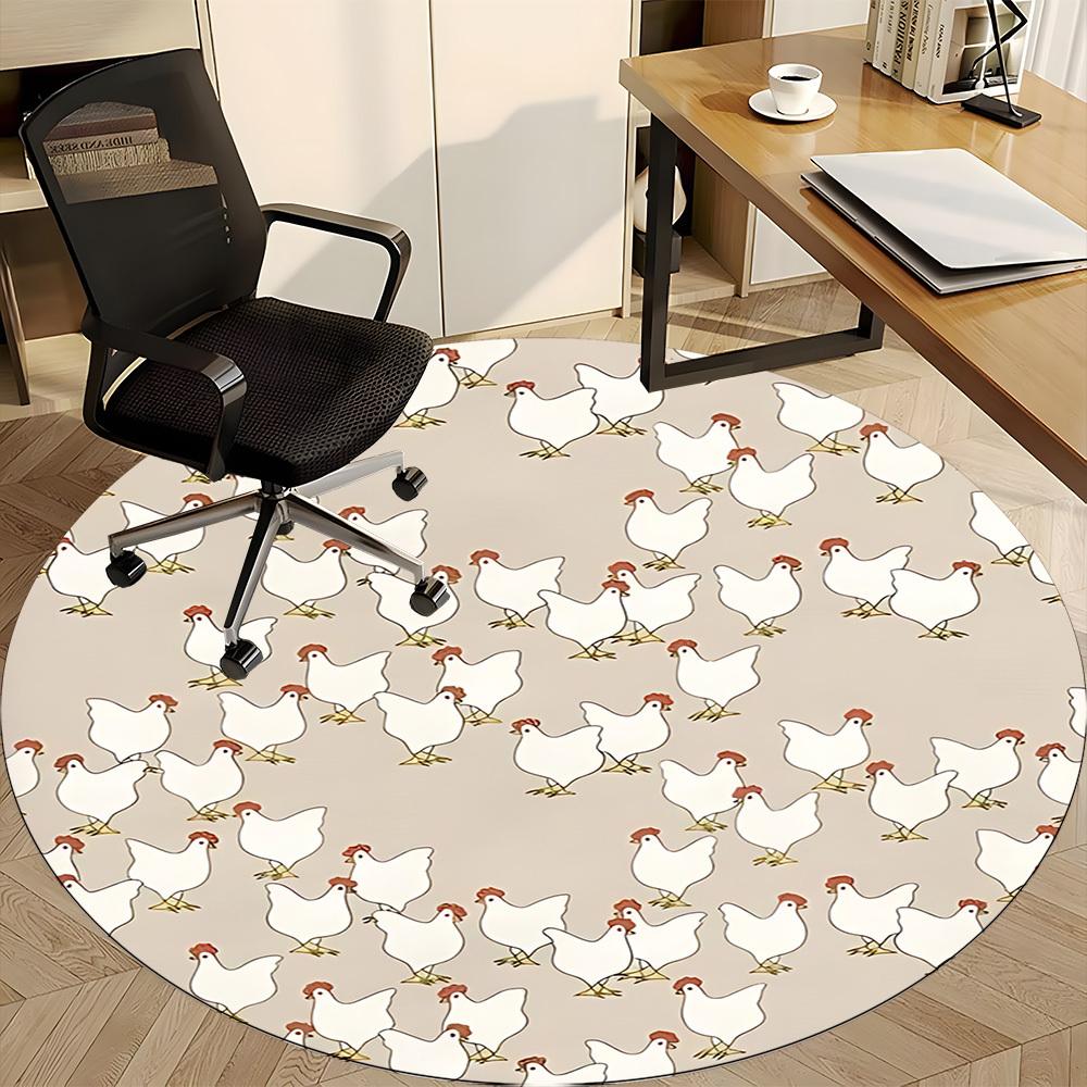 1pc Chicken Pattern Office Round Rug, Non-slip, Soft and Durable Office Rug for Interior Decoration, Perfect for Office, Beautiful Decoration Yy260323
