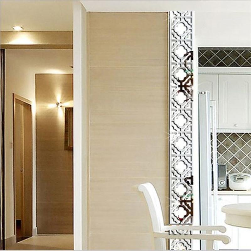 30pcs 5x5CM Waist Line Mirror Wall Sticker DIY Self Adhesive Wall Edge Strip Decal for Living Room TV Background Home Decor