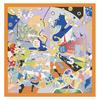 Silk Scarf Women Circus Troup Print Square Scarves Head Echarpes Silk Foulards Femme Wraps Beach Shawl Bandana Lady Hijabs 90CM