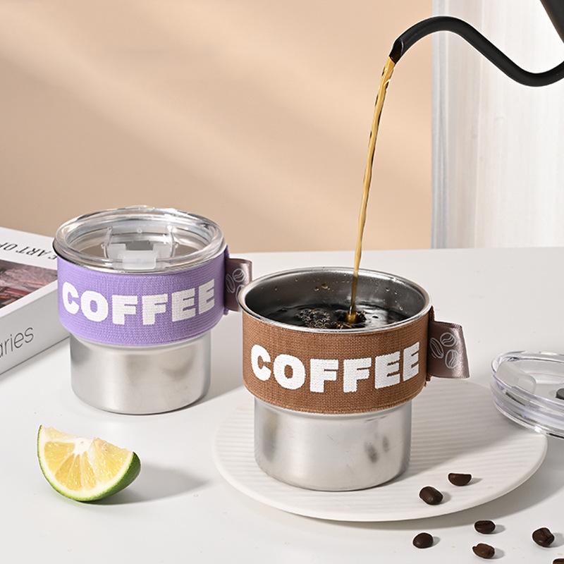 Coffee Cup with Lid 304 Stainless Steel Tumbler Mug Portable Travel Leakproof Water Bottle Tea Cups for Kitchen Drinkware Cups
