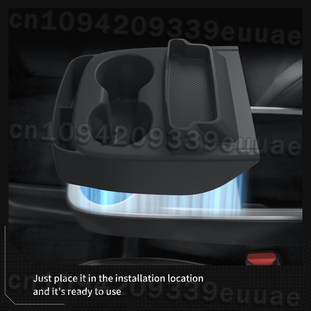 Smabee for Tesla Model Y Standard RWD 2025 2026 Water Cup Holder Insert Car Cup Box Shock-Absorbing Tray Silicone Organizer