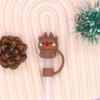 Silicone Straw Cap Christmas Santa Straw Plug Tips Cover Reusable Straw Toppers Dustproof Drinking Lids for Tumblers