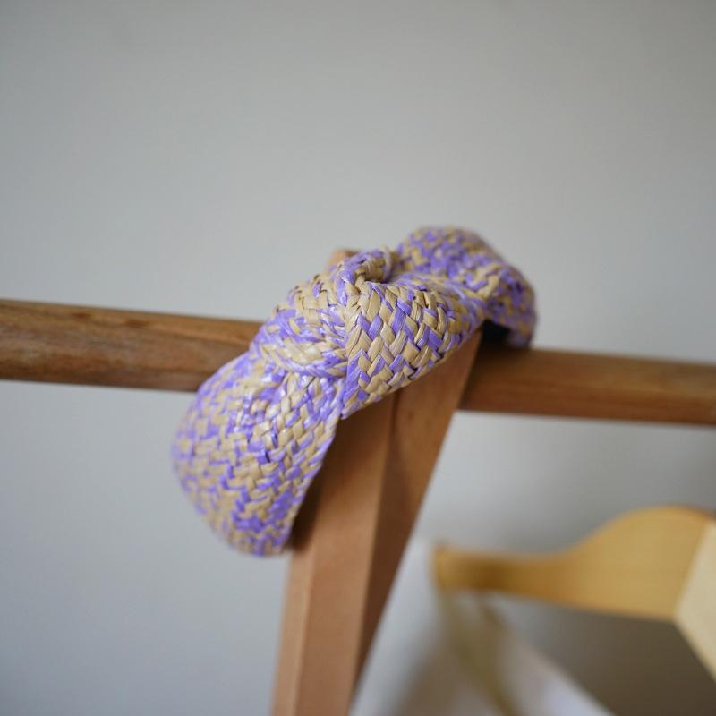 Holiday Beach French Retro Small Fresh Purple Green Lafite Straw Rattan Headband Headband Spring And Summer Versatile