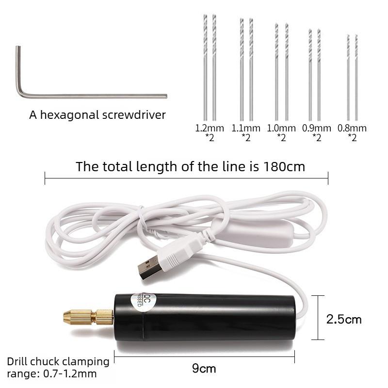 Portable DIY Small Electric Drill USB Electric Drilling Machine Handheld Acrylic Wood Drilling Tool Set
