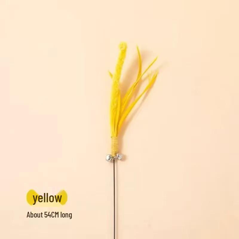 Cat Teaser Stick: Plush Feather Toy for Self-Entertainment and Boredom Relief 54CM Extra Long Teaser Stick жёлтый