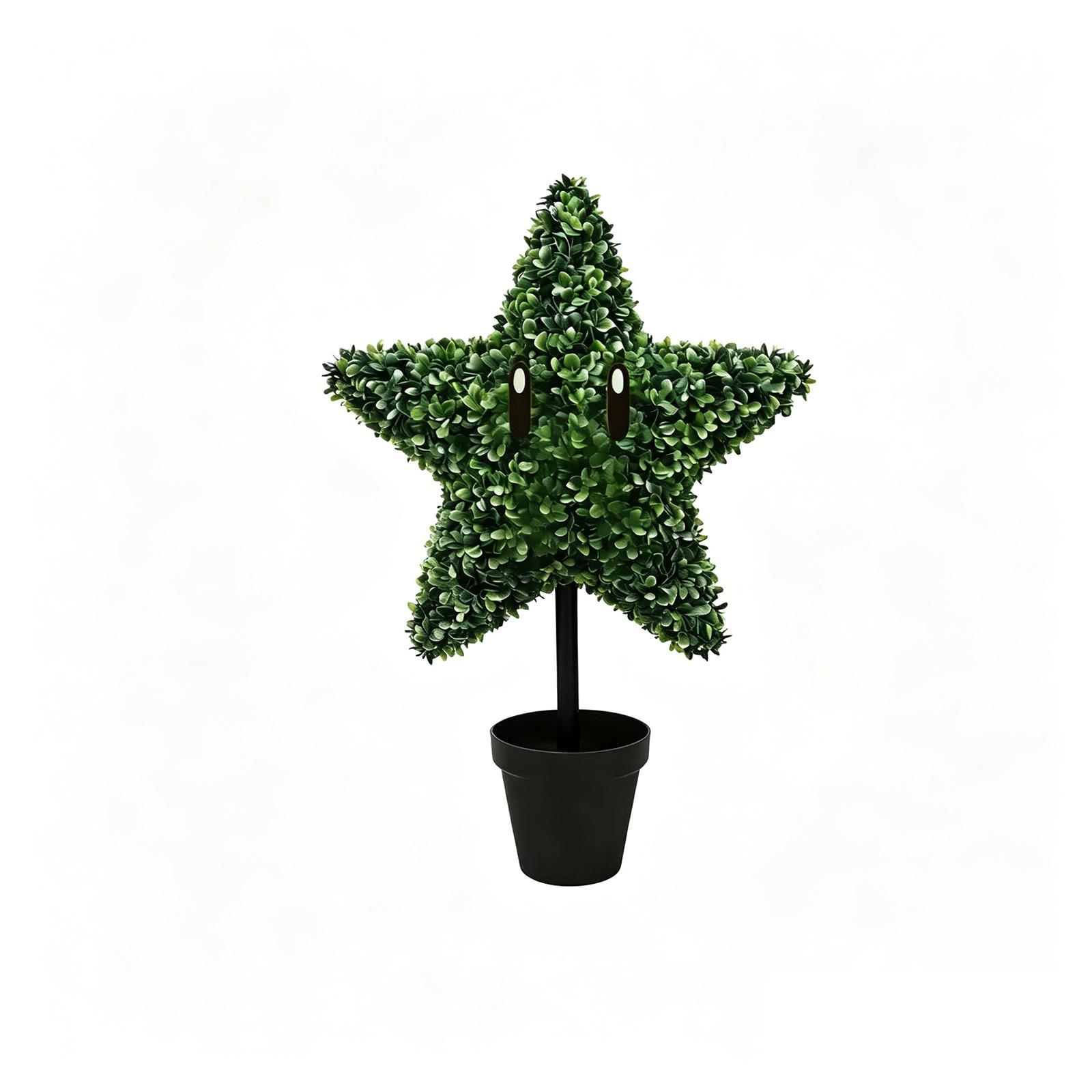 Star Shaped Artificial Plant Decorative Potted Topiary for Indoor Outdoor Display Home Office Garden Party