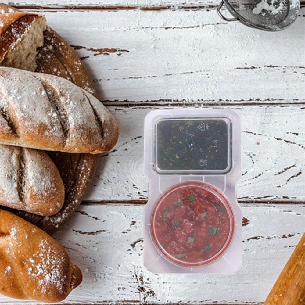 Plastic Double Compartment Condiment Container Transparent 14*8*2.5cm Double Condiment Containers with Lids Snack Container