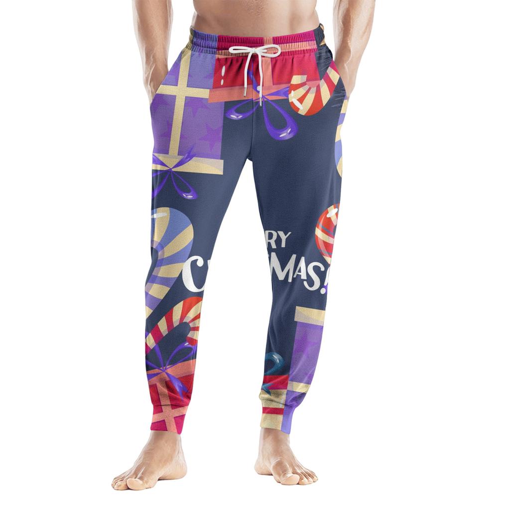 Men's Drawstring Pocket Casual Pants, Checkered Striped Printed Pocket Casual Pants, Home Sleeping Pants