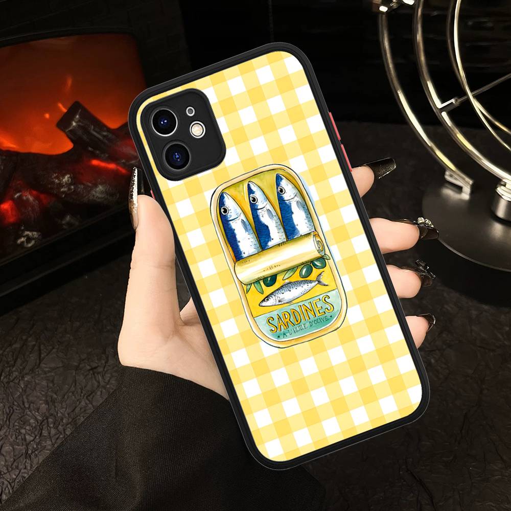 Sardines Matte Transparent Phone Cover For IPhone Case 16 15 14 13 12 11 Pro Max X XS Max Plus