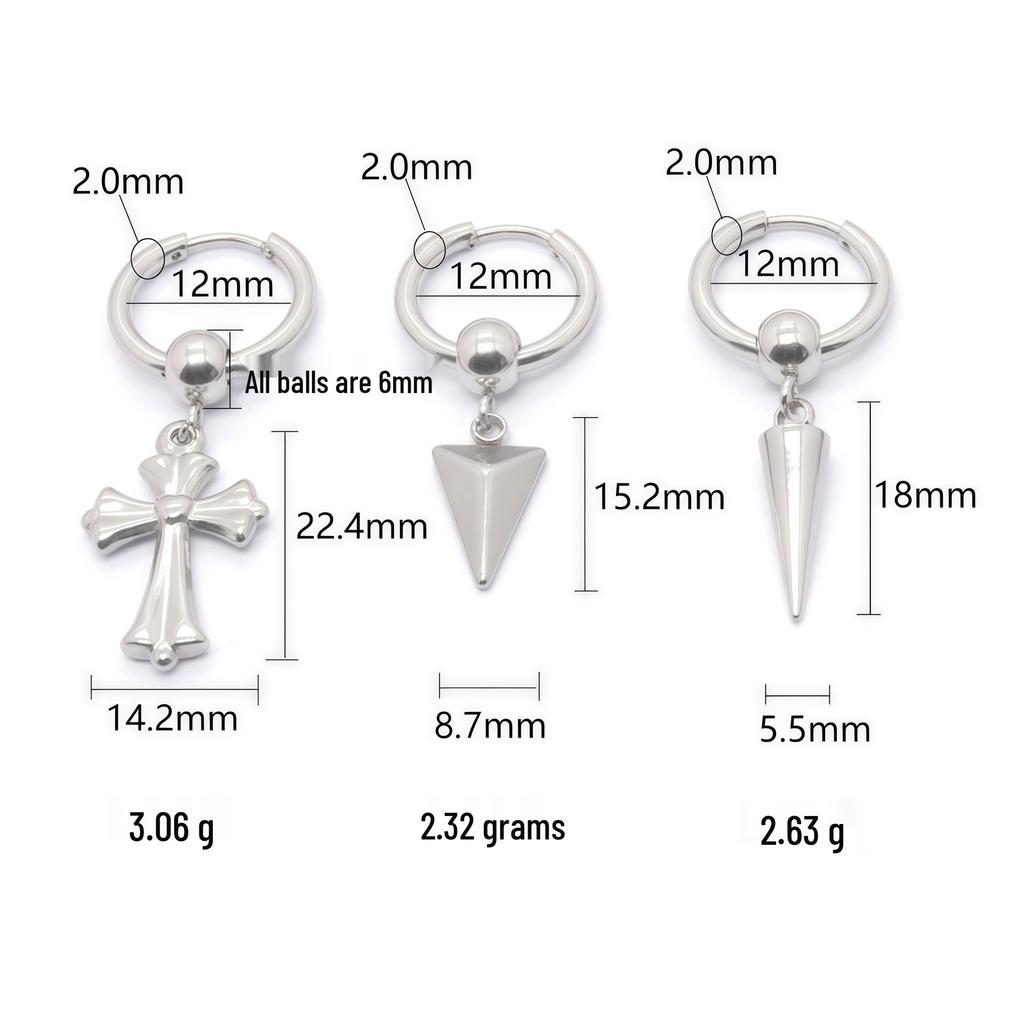 Unisex Minimalist Stainless Steel Cone Pendant Earrings
