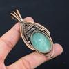 Aquamarine Gemstone Pure Copper Wire Wrapped Handmade Pendant Jewelry