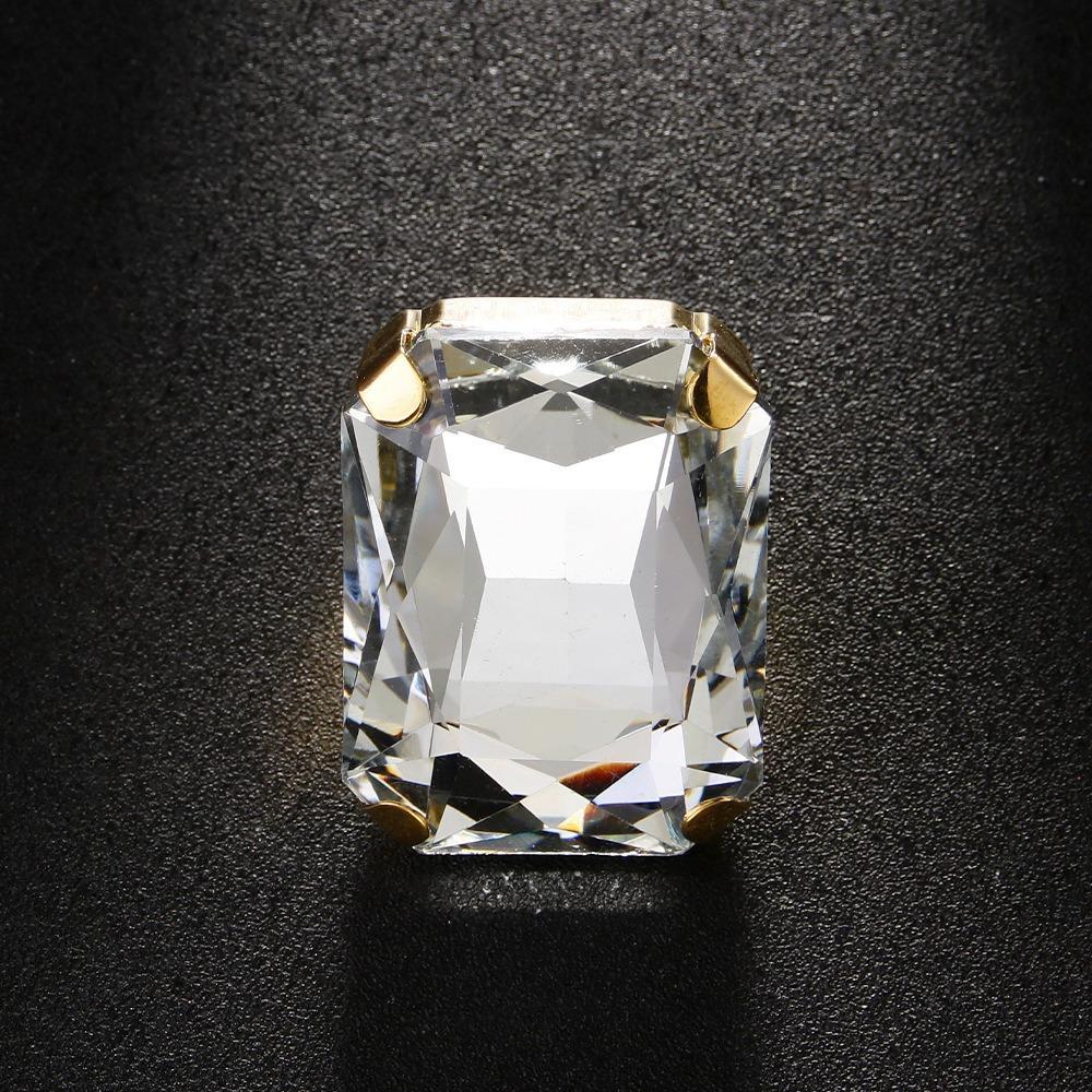 Adjustable Size Vintage Wedding Ring Rhinestone Crystal Large Crystal Ring