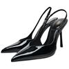 ZARA Comfortable Elegant Patent Leather Pointed Toe Open Back Stiletto High Heels 10cm Women high heels Black 2205510