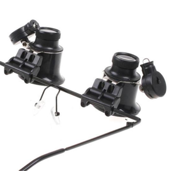 20x Förstoringsglas Glasögon Lupp Lens Juvelerare Klocka Reparationsverktyg med LED-ljus