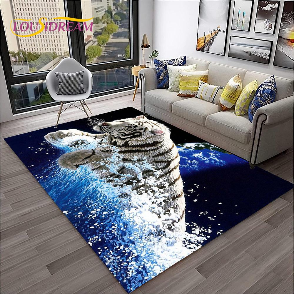 3D Cartoon Droom Tijger Dier Beest Tapijt Vloerkleed voor Huis Woonkamer Slaapkamer Bank Deurmat Decoratie, Kinder Vloerkleed Antislip Vloermat