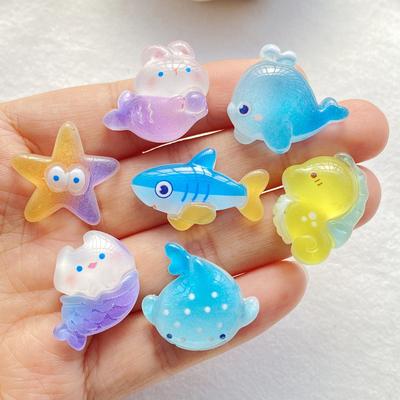 10 Stück Niedliche Harz Cartoon Hai, Wal, Seestern Ozean Serie Flache Rückseite Cabochons Scrapbooking DIY Schmuck Handwerk Dekoration