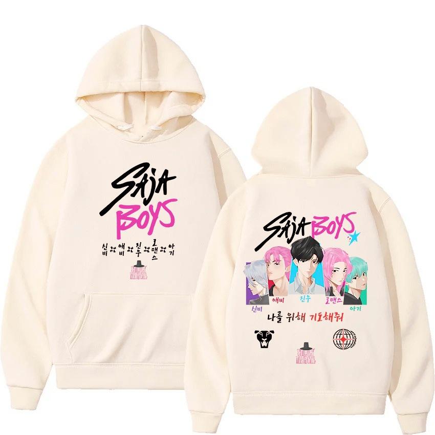 Vintage Graphics Print Saja Boy K-Pop  Hoodie Women Men Casual Hip Hop Streetwear Long Sleeve Fleece Pullover Unisex Sweatshirts