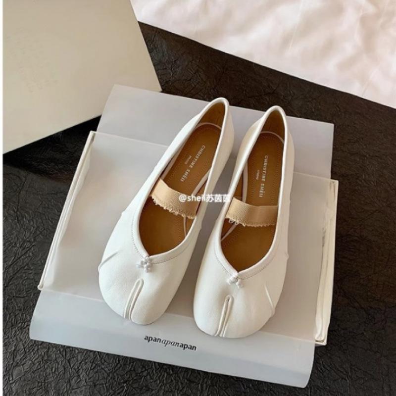 Shoes Lambskin Split-toed Flat Bottom Mary Jane Pig's Trotter Single Shoes Women's Half Slippers Summer