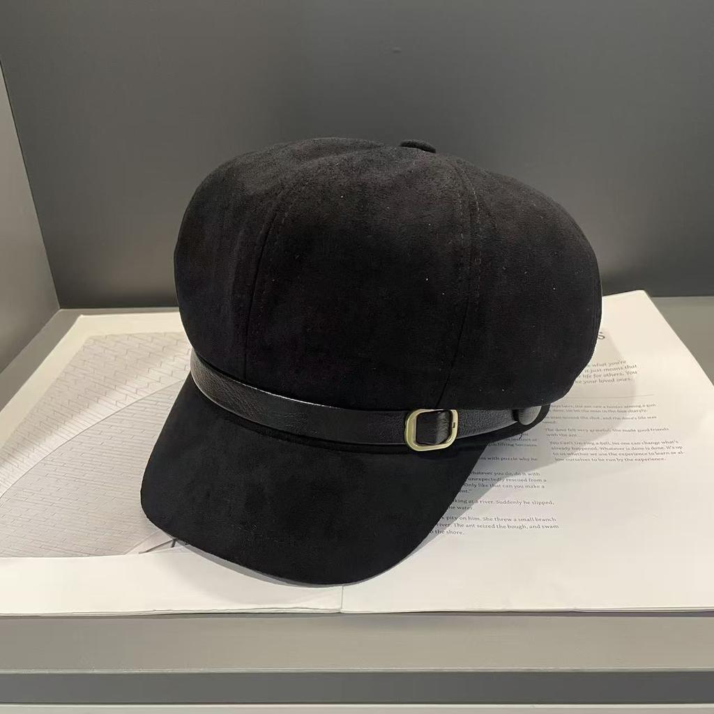 Autumn and Winter New Style Suede Retro Beret Women's Korean Style Old Fashion Temperament Fashionable Face Small Octagonal Hat