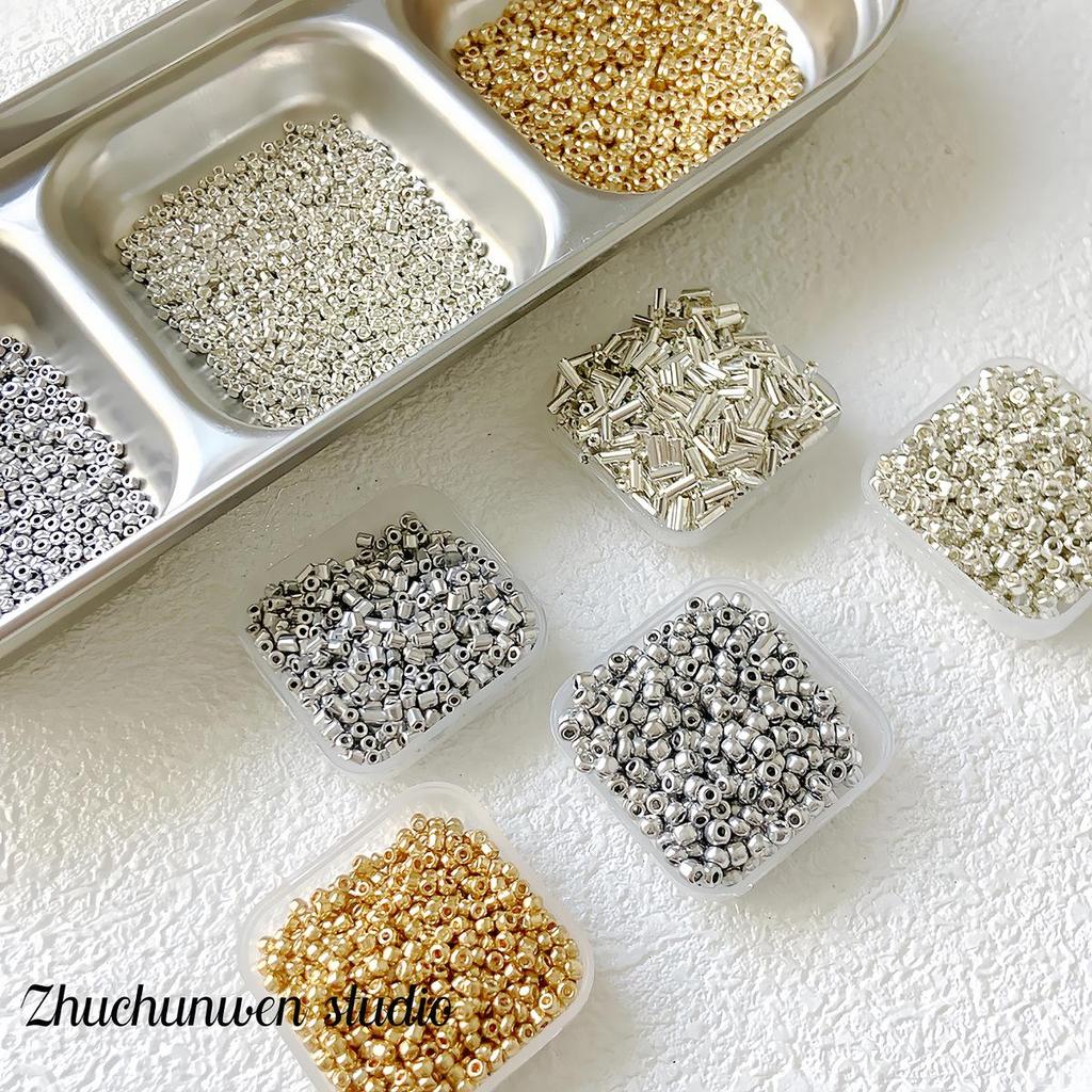 Perline di Rocaille Premium da 3mm Elettrolitiche Oro e Argento per Creazione di Gioielli Fai da Te