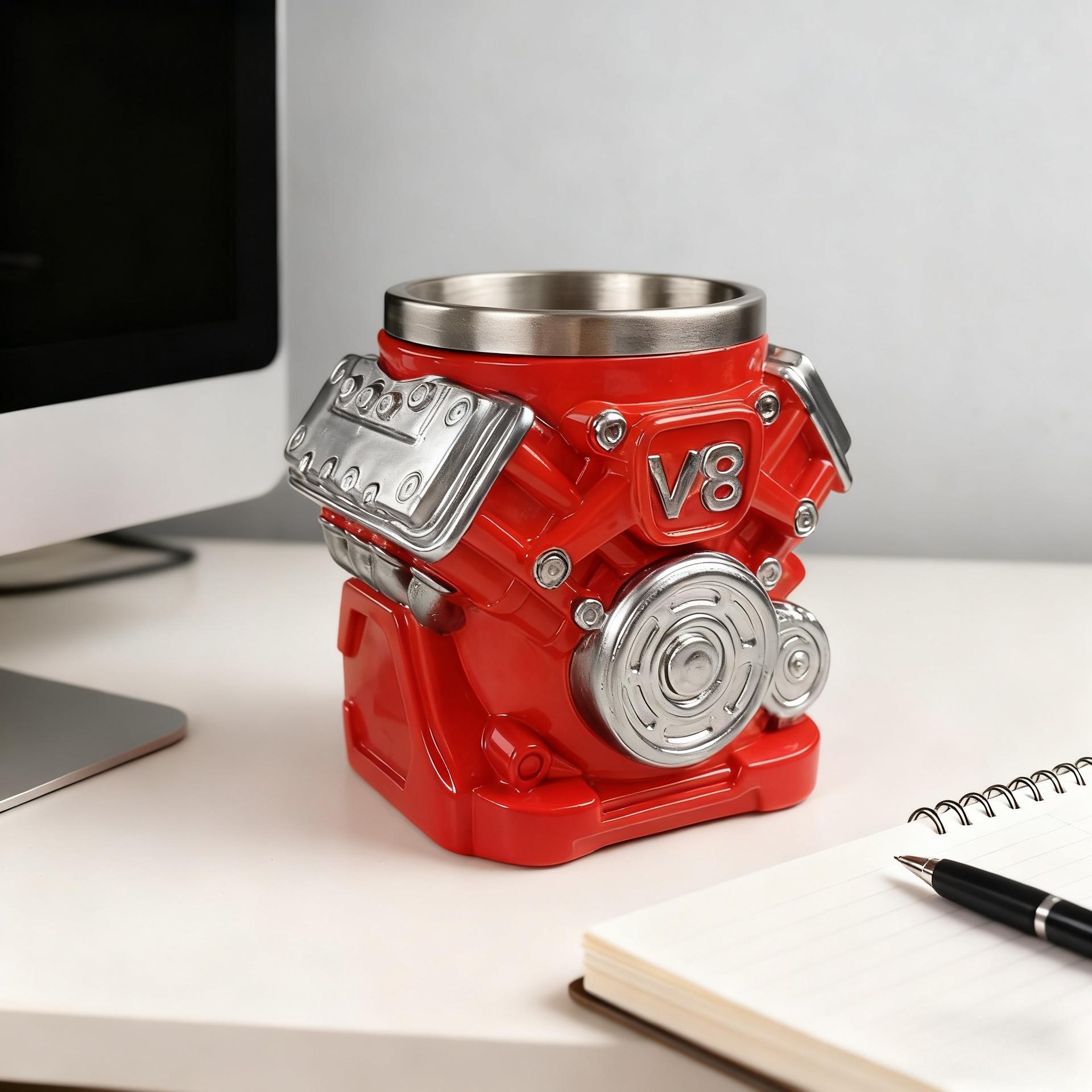 New V8 engine mechanical mug engine cup coffee beer personalized water cup resin stainless steel