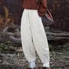 Johnature Women Plus Cotton Warm Winter Bloomers Pants Loose Pockets Vintage Thick Women Long Pants