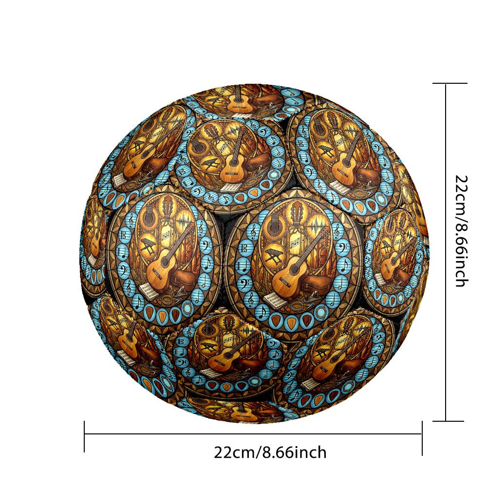 Guitar Art Glass Round Football Size 5 Adult Ball Suitable for Training Matches and Outdoor Team.