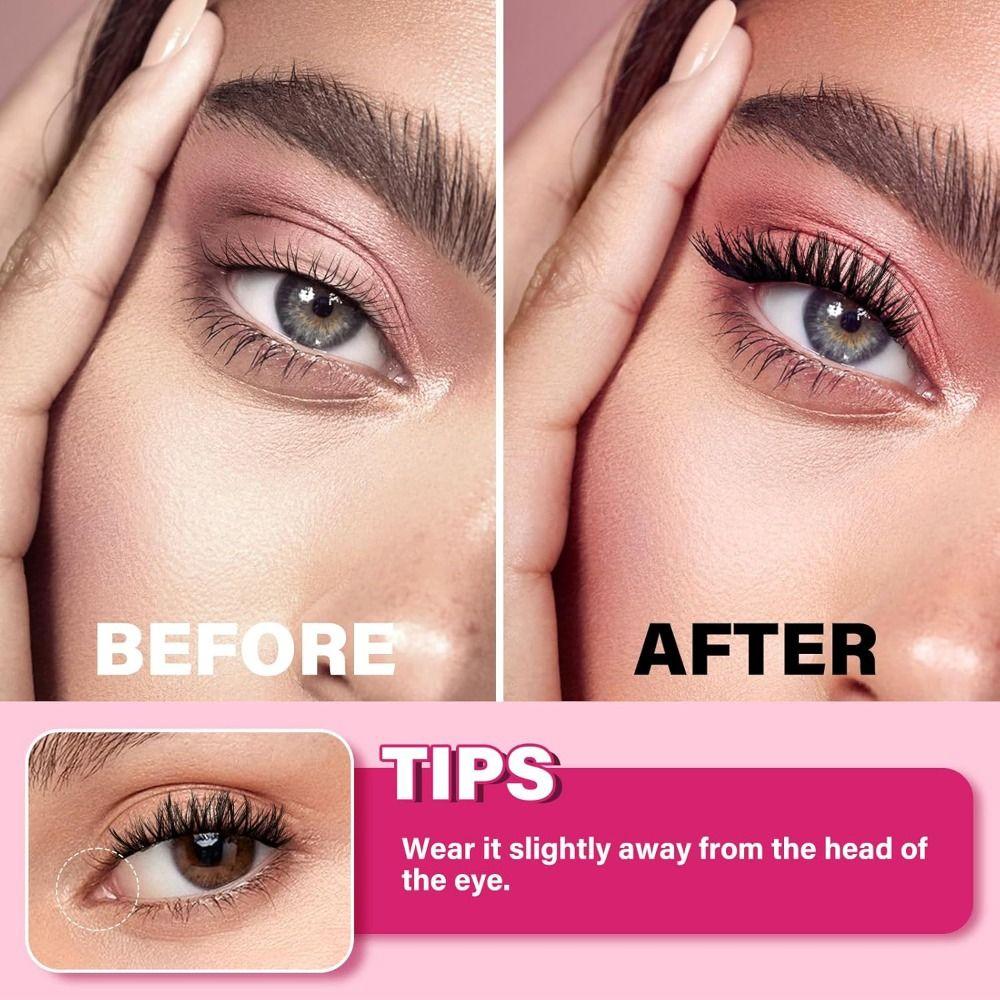 L Curl Glue Free False Eyelashes DIY Faux Mink Lashes Magnetic Suction False Eyelashes  Cosplay