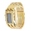 Men s Watch Fashion Exquisite Waterproof Alloy Men s LED Watch with Binary Time Mode Display(Men s Gold )