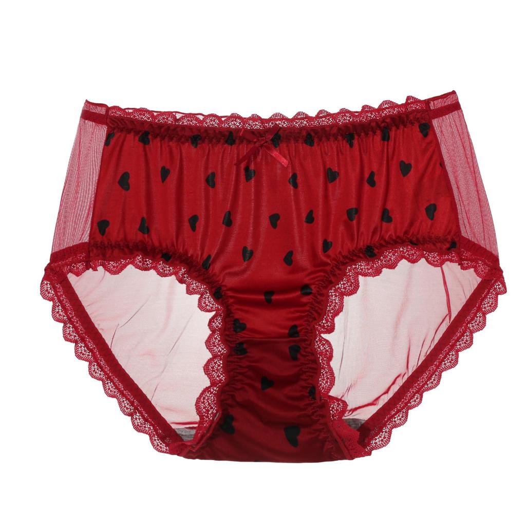 Plus Size Sexy Lace Mesh Seamless Women's Hip-Hugging Triangle Panties - Ice Silk Fat MM 200-300 Jin