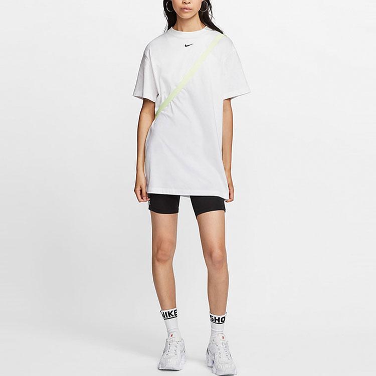 Nike Sportswear Essential Logo Embroidered Knit Short Sleeve Dress Women Dress White CJ2243-100