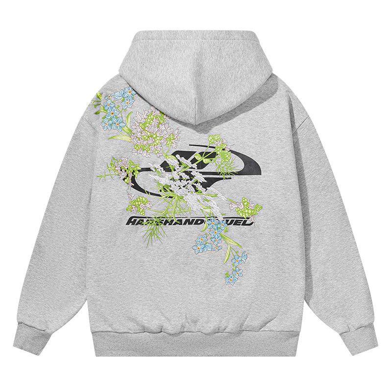 Cleanft Loose Casual Hooded Florals Embroider