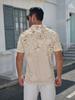 Men'S Short-Sleeve Polo Shirt with Flat Digital Print Pattern - No Texture - Elegant Floral Design. A Stylish And Easy Short-Sleeve Shirt with Buttons