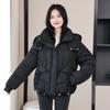 Warm cotton jacket women's short 2025 winter new design pockets loose plus size thickened padded jacket hooded jacket
