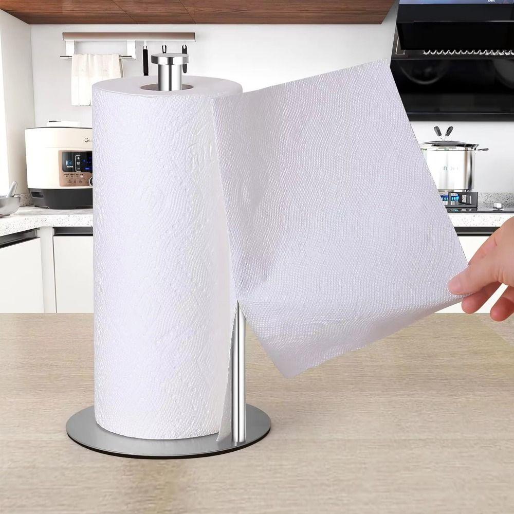 Non-Slip Paper Towel Holder Stainless Steel Kitchen Roll Dispenser Paper Towel Stand  Bathroom