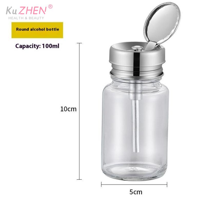 1pc Nail Storage Refillable Glass Bottle Empty Liquid Press Pump Dispenser Nail Art Polish Remover Cleaner Makeup Manicure Tools