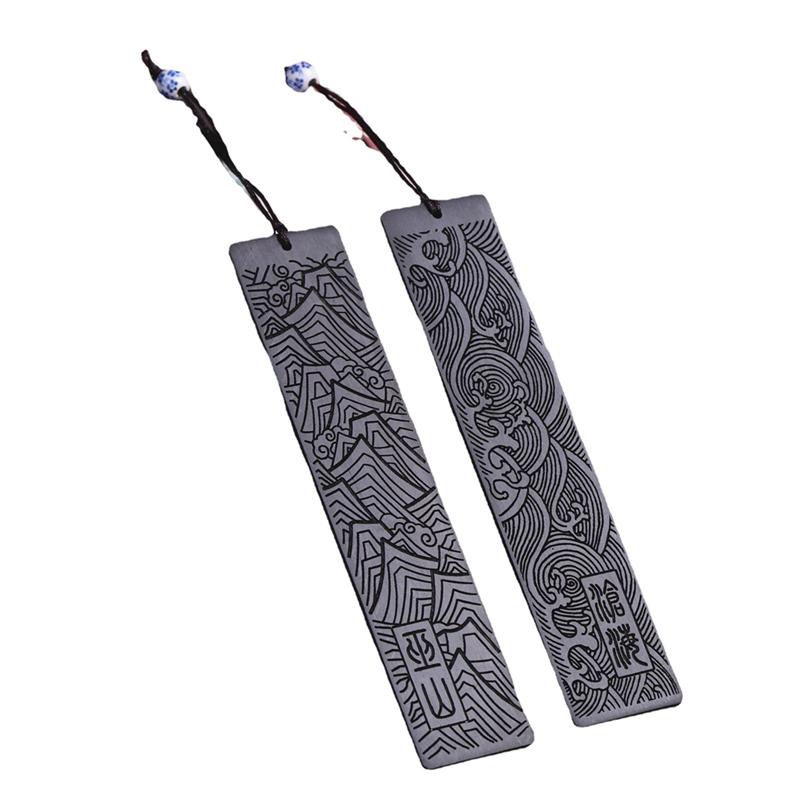 M-Modern-2Pcs Elegant Chinese Mahogany Carved Bookmarks, Retro Chinese Sandalwood Beautifully Carved Bookmarks