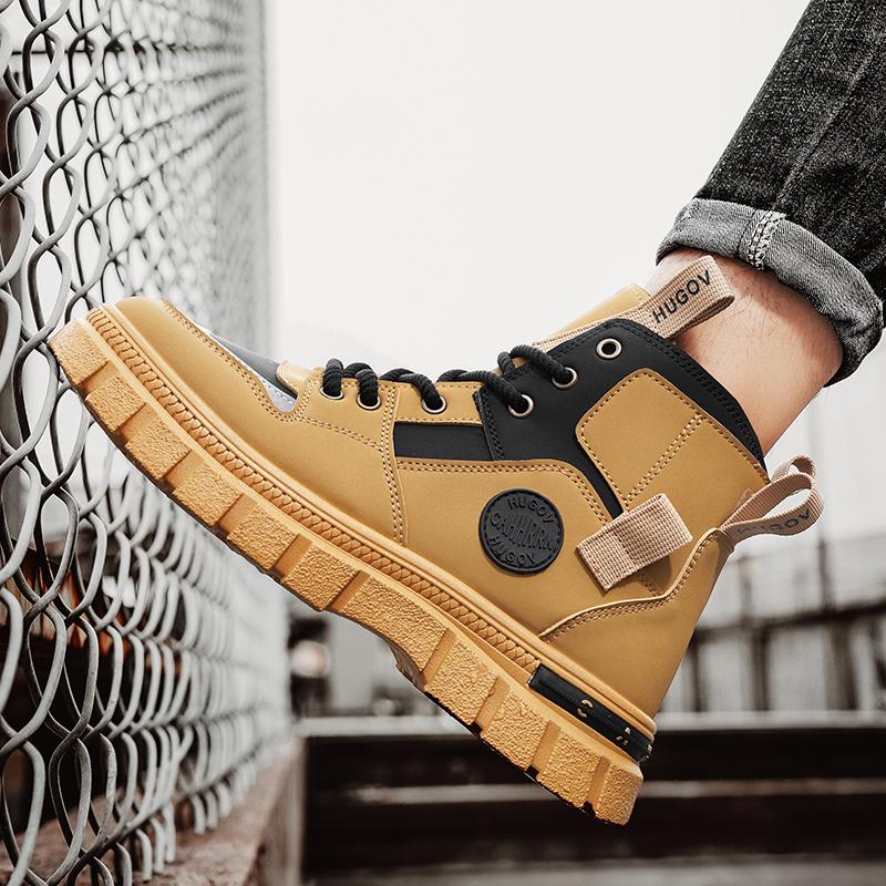 2026 High quality Shoes For Men Leather Boots High Tops Casual Shoes Young All Match Ankle Boots Male Work Boots Hiking sneakers