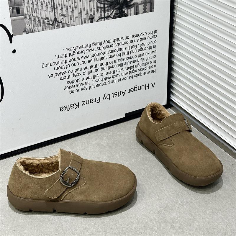 Leather platform women's new winter fashion velvet warm cotton shoes versatile casual women's shoes