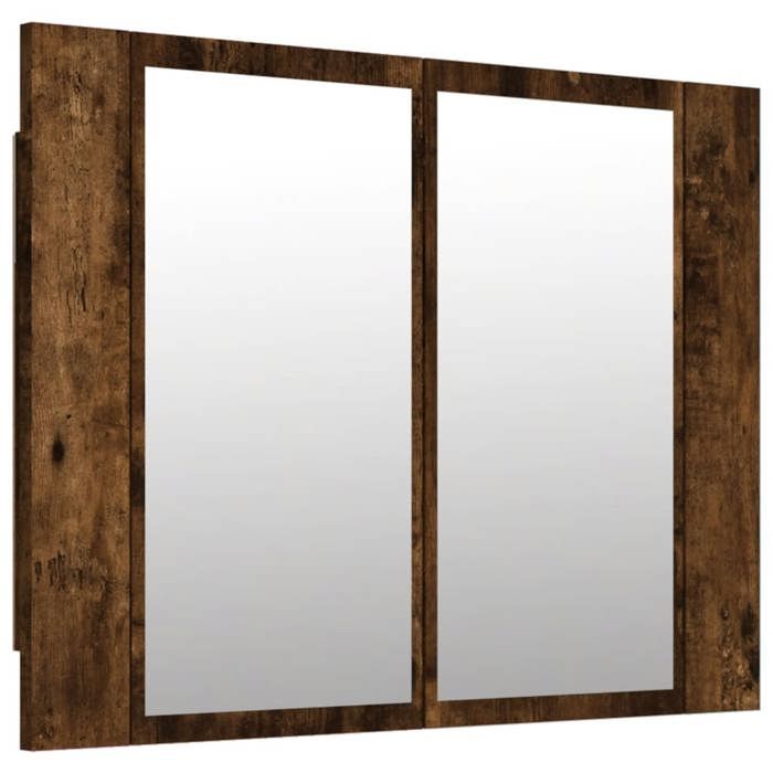 VidaXL Armoire à miroir LED Chêne fumé 60x12x45 cm Bois d'ingénierie, armoire à miroir de salle de bain, armoire à miroir 822841