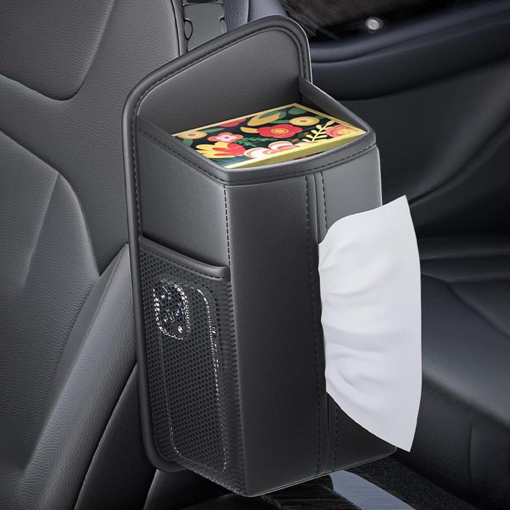 Car Seat Side Tissue Box Multi-Functional Car Tissue Box Holder Soft Pocket Storage Bag Car Seat Organizer Tissue Box